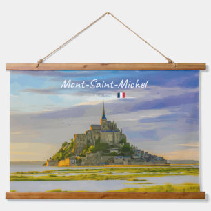 Tapiz Con Marco De Madera Mont-Saint-Michel, Francia - Abadía Medieval