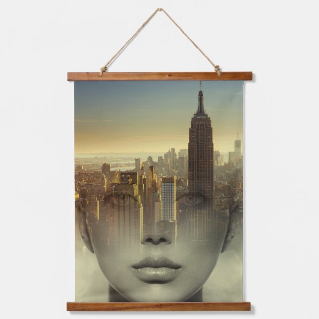 Tapiz Con Marco De Madera Montaje en la ciudad de Nueva York (Anverso)