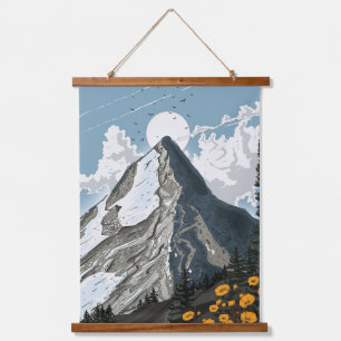 Tapiz Con Marco De Madera Montaña de Suiza con Cima Nevada