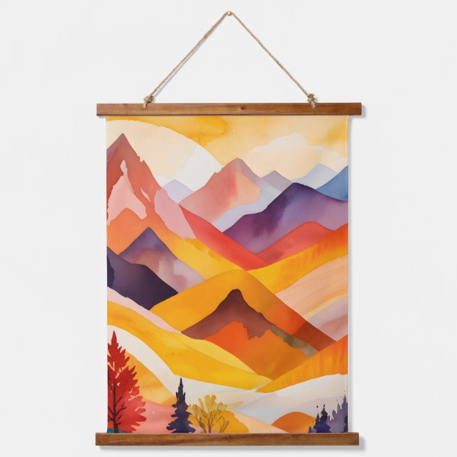 Tapiz Con Marco De Madera Montañas cálidas del otoño (Anverso)