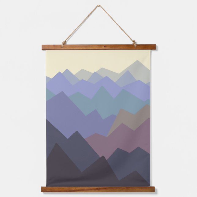 Tapiz Con Marco De Madera Montañas de invierno modernas (Anverso)