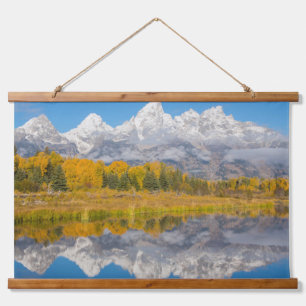 Tapiz Con Marco De Madera Montañas Grand Teton Wyoming