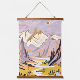 Tapiz Con Marco De Madera Montañas Lavender