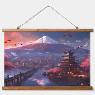 Tapiz Con Marco De Madera Monte Fuji Honshu, Japón