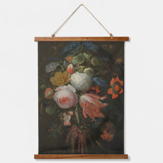 Tapiz Con Marco De Madera Moody Dark Floral Vintage Art