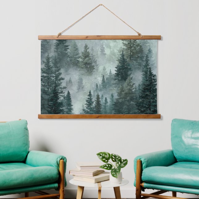 Tapiz Con Marco De Madera Moody Forest  (Sala de estar)