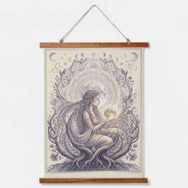 Tapiz Con Marco De Madera Moon Priestess Goddess