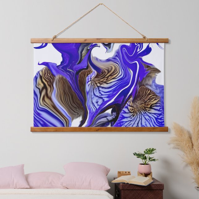 Tapiz Con Marco De Madera Morado Iris Flower Swirls (Dormitorio)