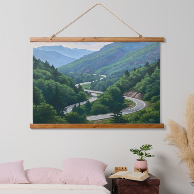Tapiz Con Marco De Madera Mountain Pass (Dormitorio)