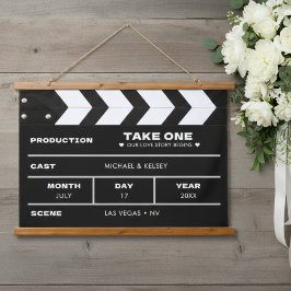 Tapiz Con Marco De Madera Movie Clap Board Film Strip Photo Wedding