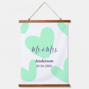 Tapiz Con Marco De Madera Mr & Mrs agregan apellido fecha año favor de boda 