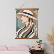 Mujer con sombrero de sol art déco