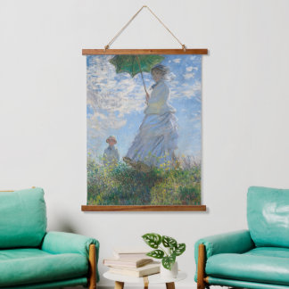 Tapiz Con Marco De Madera Mujer con un parasol de Claude Monet