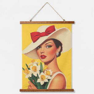 Tapiz Con Marco De Madera Mujer elegante con pañuelos