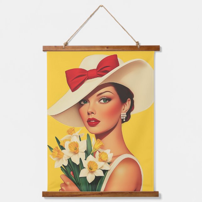 Tapiz Con Marco De Madera Mujer elegante con pañuelos (Anverso)