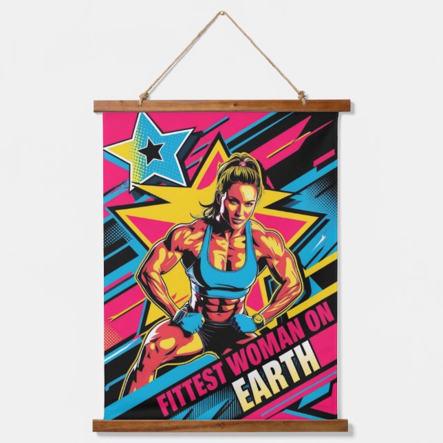 Tapiz Con Marco De Madera Mujer más deportiva en la Tierra 2024 (Anverso)