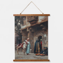 Tapiz Con Marco De Madera Mujeres Árabes Delante De Una Puerta