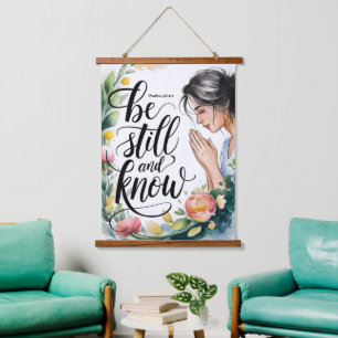 Tapiz Con Marco De Madera Mujeres Cristianas Be Still and Know Pared 