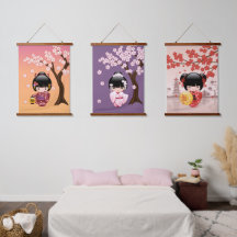 Muñecas Kokeshi Japonesas - Conjunto de 3 niñas Ge
