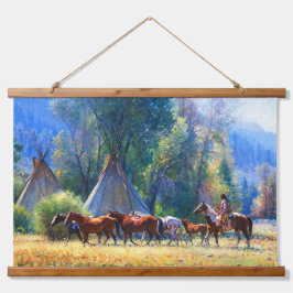 Tapiz Con Marco De Madera Muro de arte del suroeste indio nativo americano