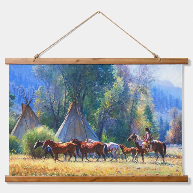 Tapiz Con Marco De Madera Muro de arte del suroeste indio nativo americano (Anverso )