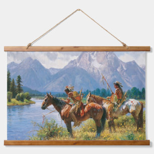 Tapiz Con Marco De Madera Muro de arte del suroeste indio nativo americano