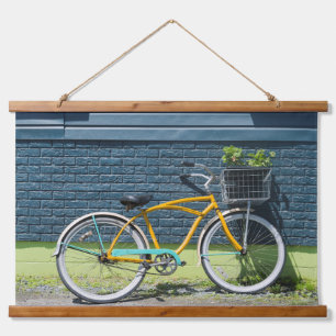 Tapiz Con Marco De Madera Muro rústico de bicicleta