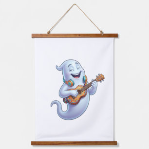 Tapiz Con Marco De Madera Músico Fantasma Espeluznante Arte Musical de Hallo