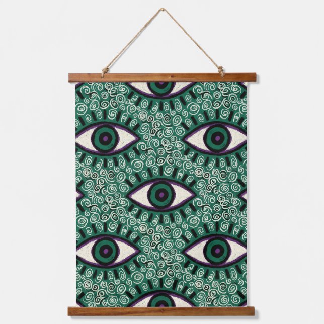 Tapiz Con Marco De Madera "Mystic Emerald Eyes" - Psychedelic Swirl Seamless (Anverso)
