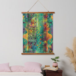Tapiz Con Marco De Madera Mystic Flow – Arte abstracto psicodélico de energí