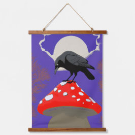 Tapiz Con Marco De Madera 🖼️ Mystical Raven Vertical Wall Tapestry