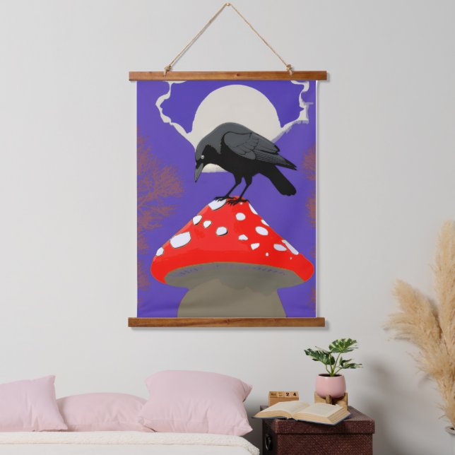 Tapiz Con Marco De Madera 🖼️ Mystical Raven Vertical Wall Tapestry (Dormitorio)