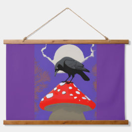 Tapiz Con Marco De Madera 🖼️ Mystical Raven Wall Tapestry