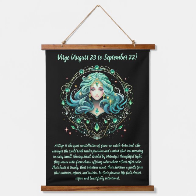 Tapiz Con Marco De Madera Mystical Virgo Zodiac  (Anverso)