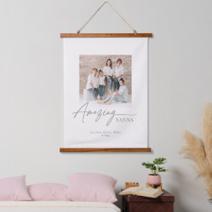 Tapiz Con Marco De Madera Nanna Increíble Foto Personalizada Familia