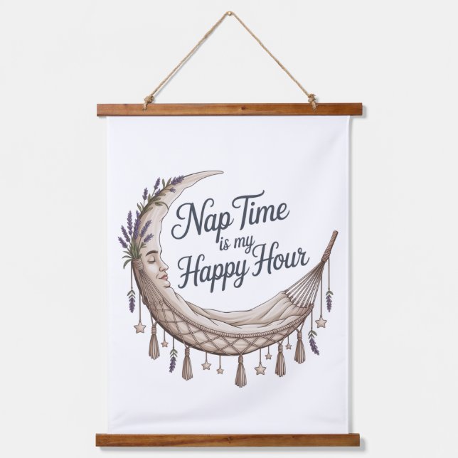 Tapiz Con Marco De Madera Nap Time Is My Happy Hour (Anverso)