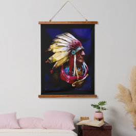 Tapiz Con Marco De Madera Native "Hunkpapa Chief "original art