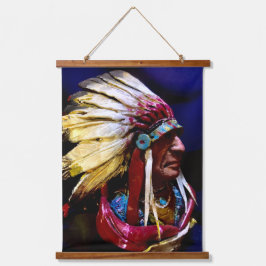 Tapiz Con Marco De Madera Native "Hunkpapa" Chief original art