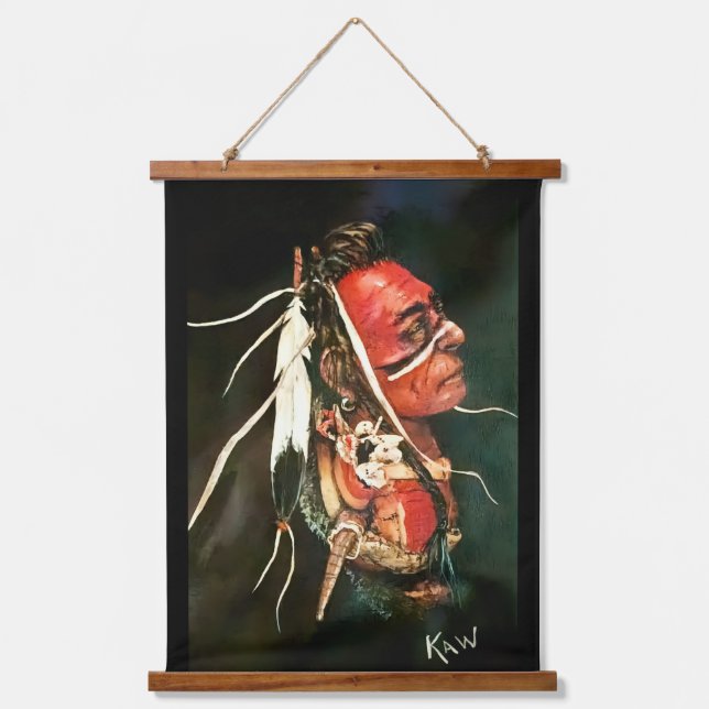 Tapiz Con Marco De Madera Native "Kaw" original art  (Anverso)
