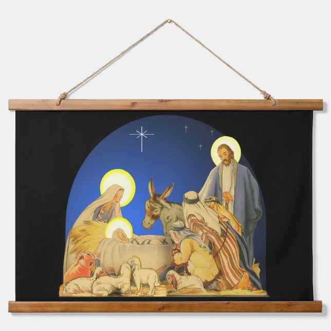 Tapiz Con Marco De Madera Nativity (Anverso )
