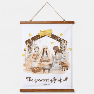 Tapiz Con Marco De Madera Nativity "The greatest gift of all"Religious