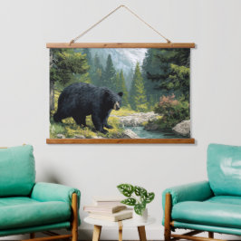 Tapiz Con Marco De Madera Naturaleza del oso negro