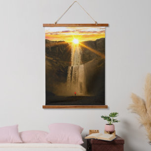 Tapiz Con Marco De Madera Naturaleza pintoresca - Cascada al atardecer