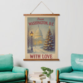 Tapiz Con Marco De Madera Navidad Vintage Desde Washington, DC Con Amor