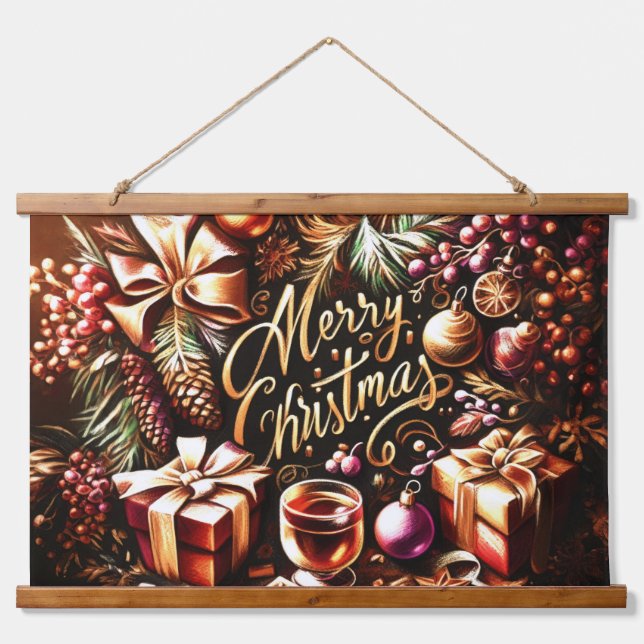 Tapiz Con Marco De Madera Navidades acogedores y cálidos de chocolate calien (Anverso )