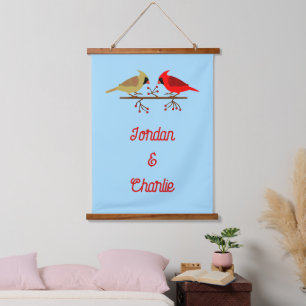 Tapiz Con Marco De Madera Navidades cortos cardenales y Personalizado de las