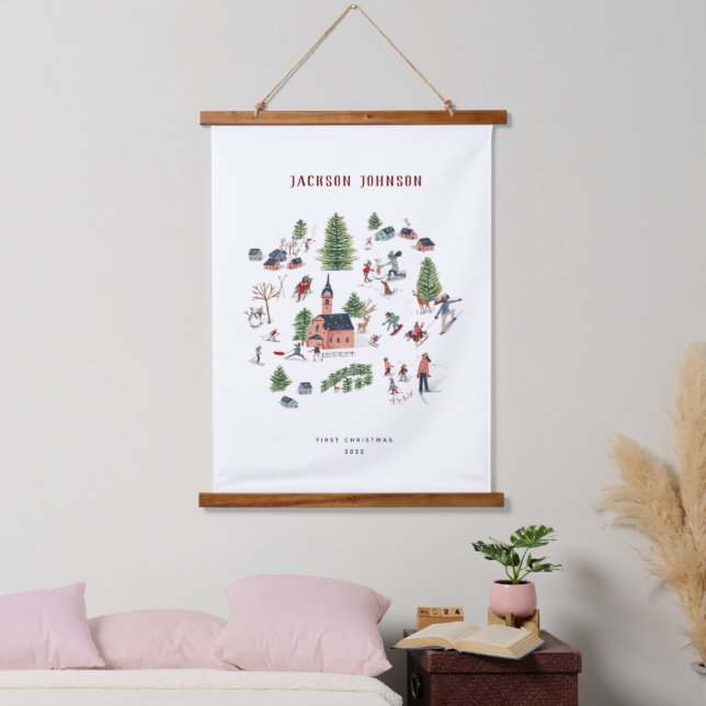 Tapiz Con Marco De Madera Navidades de vacaciones Atracciones invernales (Dormitorio)
