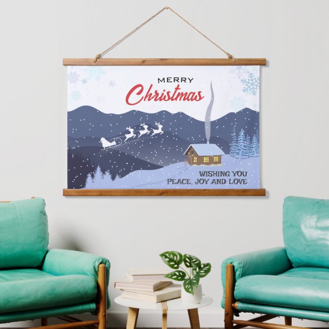 Tapiz Con Marco De Madera Navidades | Feliz año nuevo | Regalo de ciervo de  (Sala de estar)