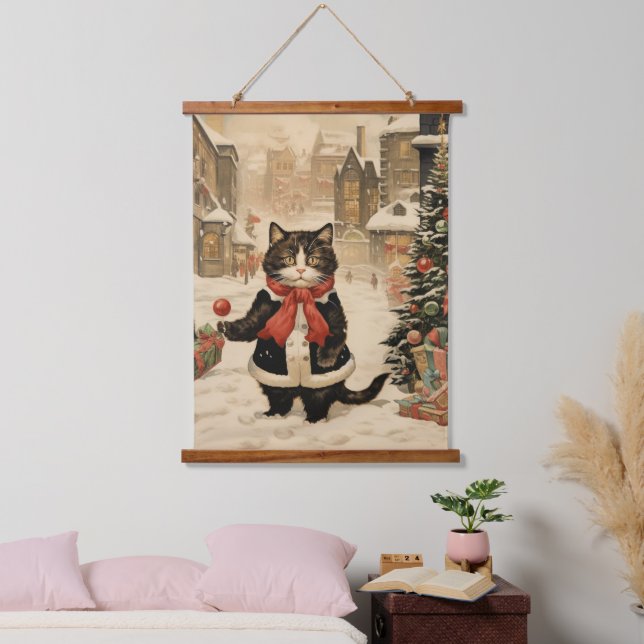Tapiz Con Marco De Madera Navidades Kitty, Día de las Nieves (Dormitorio)