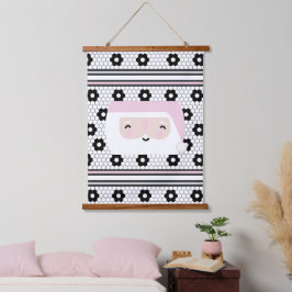 Tapiz Con Marco De Madera Navidades Retro Santa Pink Kids